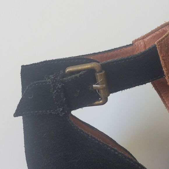 Jeffrey Campbell Woodruff Cutout Booties Brown Black Colorblock Suede Western - Picture 7 of 16